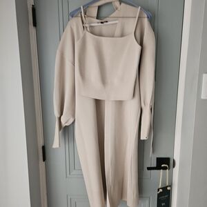 Express Cream Long Sleeve Sweater Set